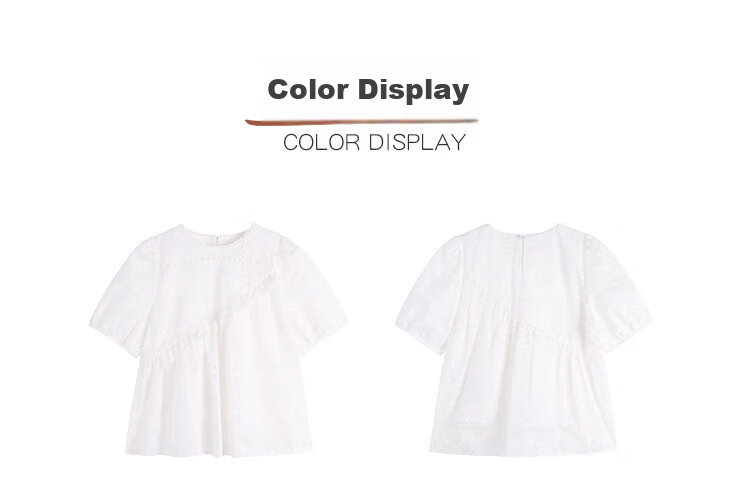 CHANZUIGOU Girls French Style Hollow Embroidered Top 2026 Summer New Breathable Short Sleeve Shirt 10